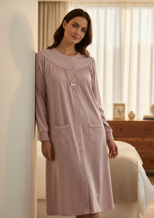 Camicia da notte in Jersey di cotone Rosa Chiaro IRGE - Taglia L/XL