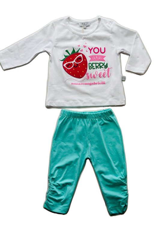 Completo Neonata 2 pezzi T-Shirt manica lunga cotone + leggins NAZARENO GABRIELLI