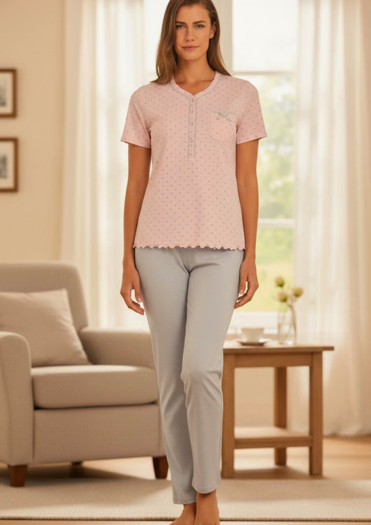 Pigiama donna mezza manica in Jersey di cotone LINCLALOR - Taglia 44