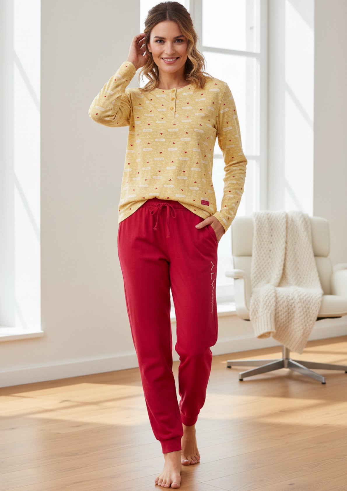Pigiama donna manica lunga in jersey di cotone ALV by ALVIERO MARTINI - Taglia S