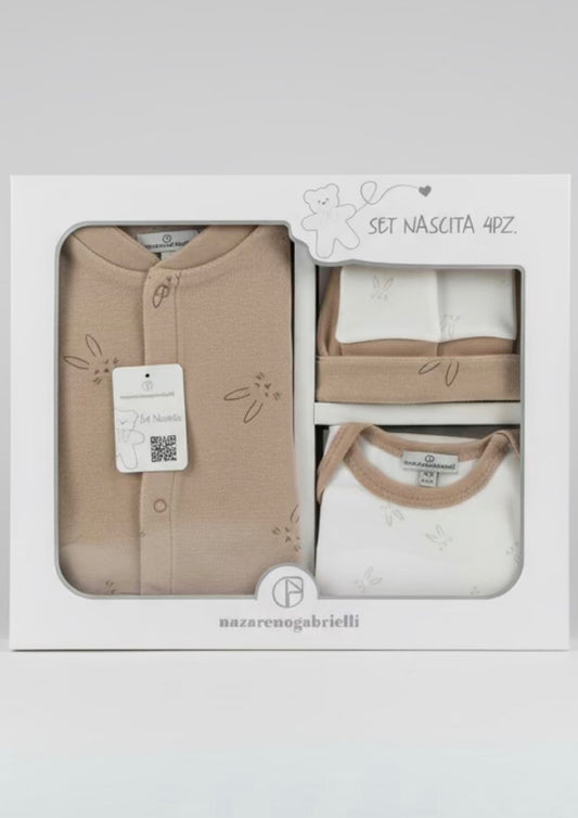 Set Nascita 4 Pezzi: Tutina e Cappellino in ciniglia, body e muffole in cotone - NAZARENO GABRIELLI - Taglia 3/6 mesi