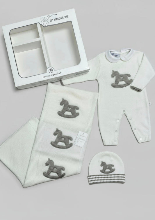Set Nascita 3 pezzi neonato Tutina Coperta e Cappello NAZARENO GABRIELLI
