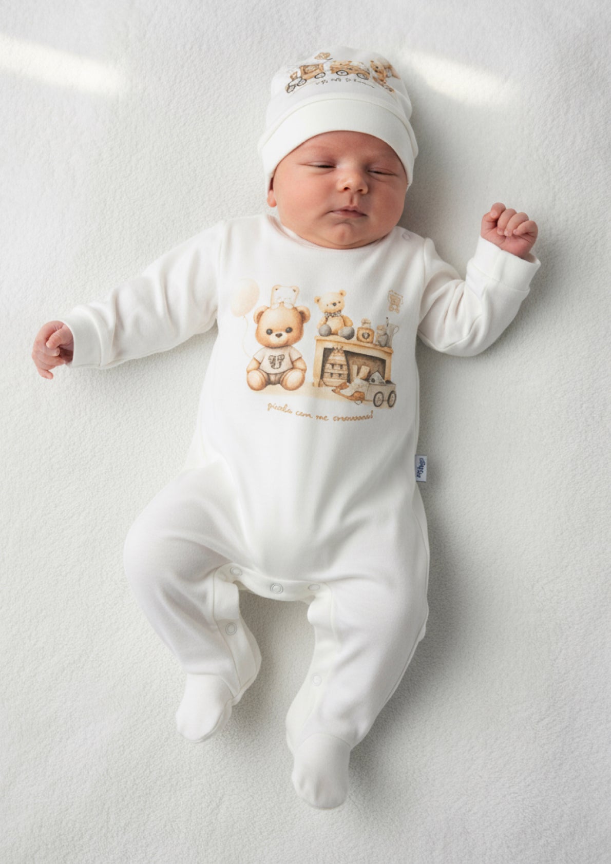 Tutina Neonato 100% cotone con cappellino coordinato CILIEGINA - Taglia 1/3 mesi