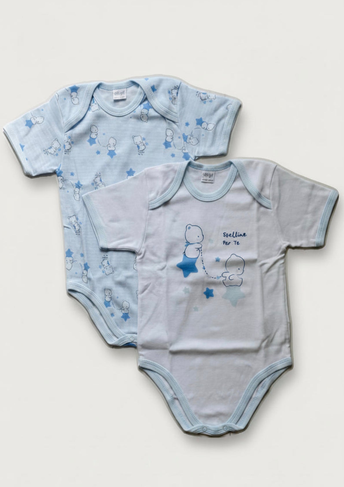 Coppia Body Baby in puro cotone garzato mezza manica ELLEPI
