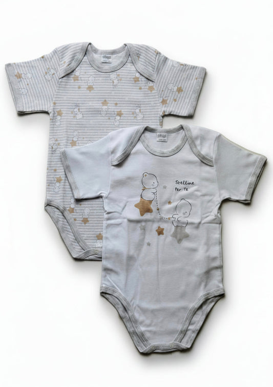 Coppia Body Baby in puro cotone mezza manica ELLEPI