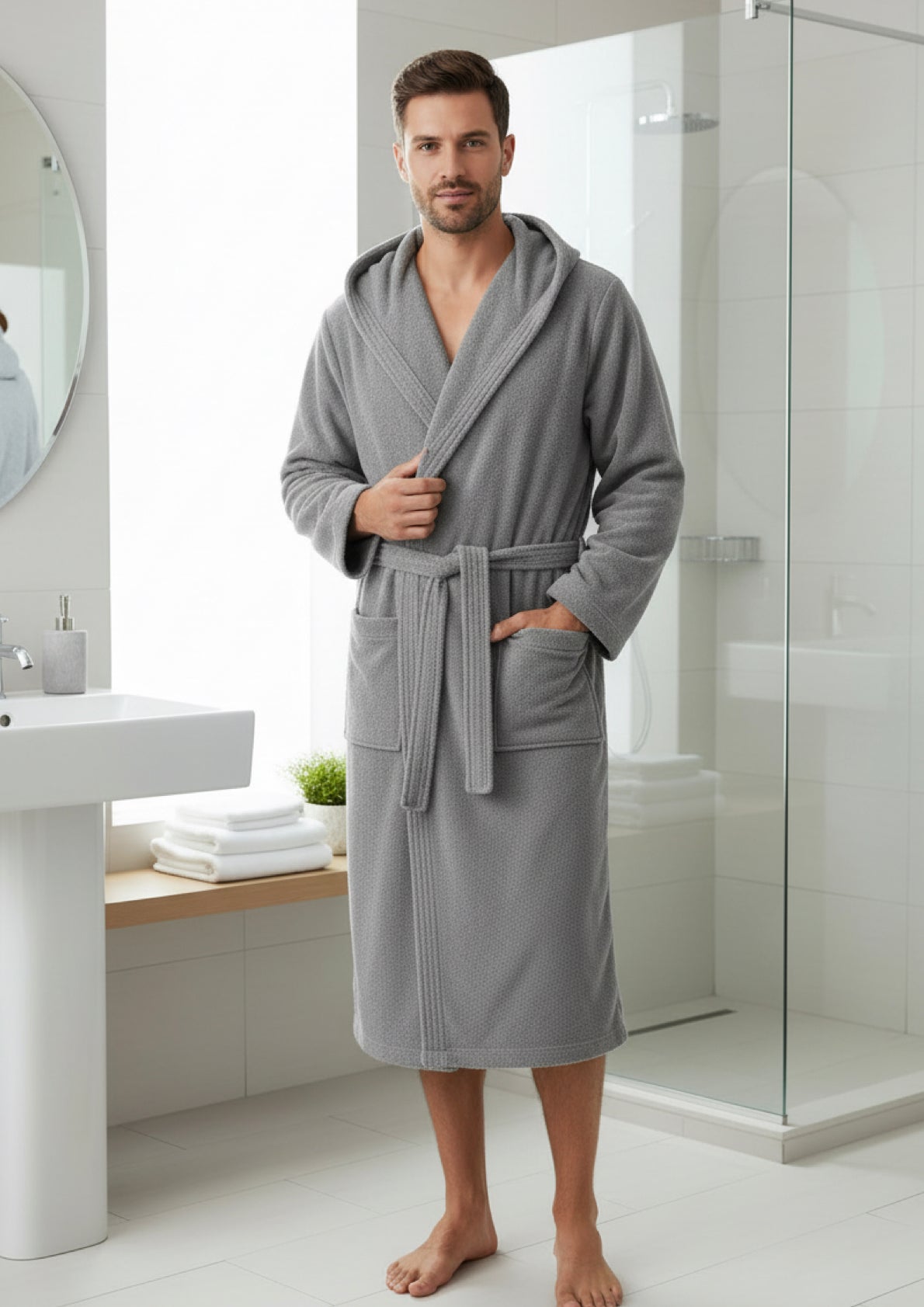 Accappatoio adulto unisex in spugna 100% cotone HAPPIDEA