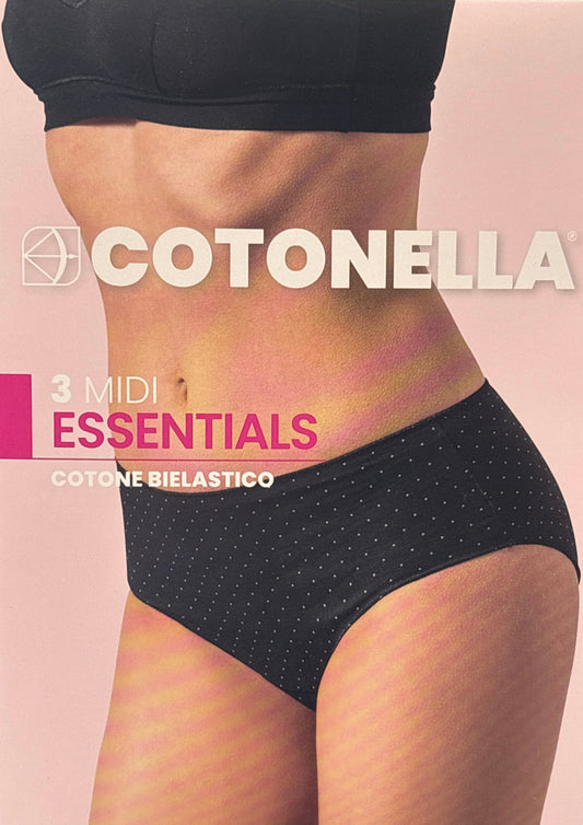 Tripack Slip a Vita Alta Essentials Midi 3488 Fantasia COTONELLA - Taglia 5/XL