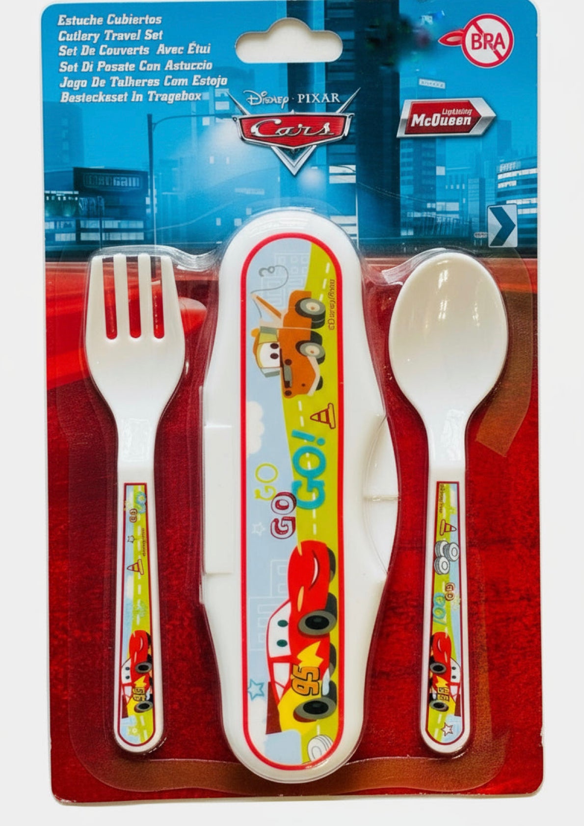 Set di Posate con astuccio da asilo o da viaggio per microonde Cars DISNEY