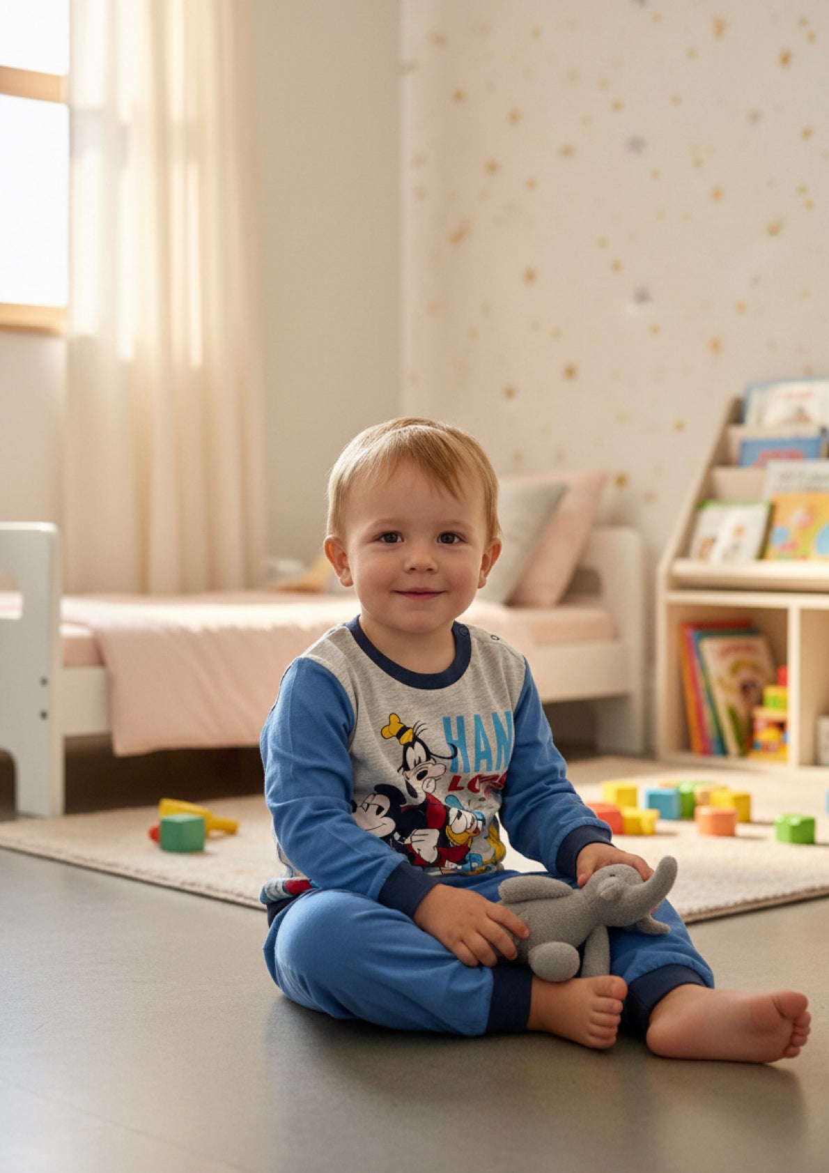 Pigiama Neonato e Bambino manica lunga primaverile in Jersey di Cotone Mickey Mouse Disney ELLEPI - Taglie 12, 18 e 24 mesi