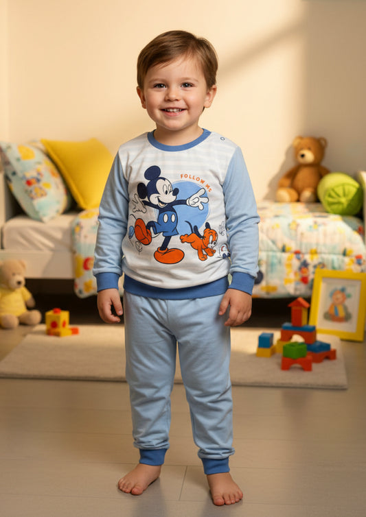 Pigiama Neonato e Bambino manica lunga primaverile in Jersey di Cotone Mickey Mouse Disney ELLEPI - Taglia 3 anni