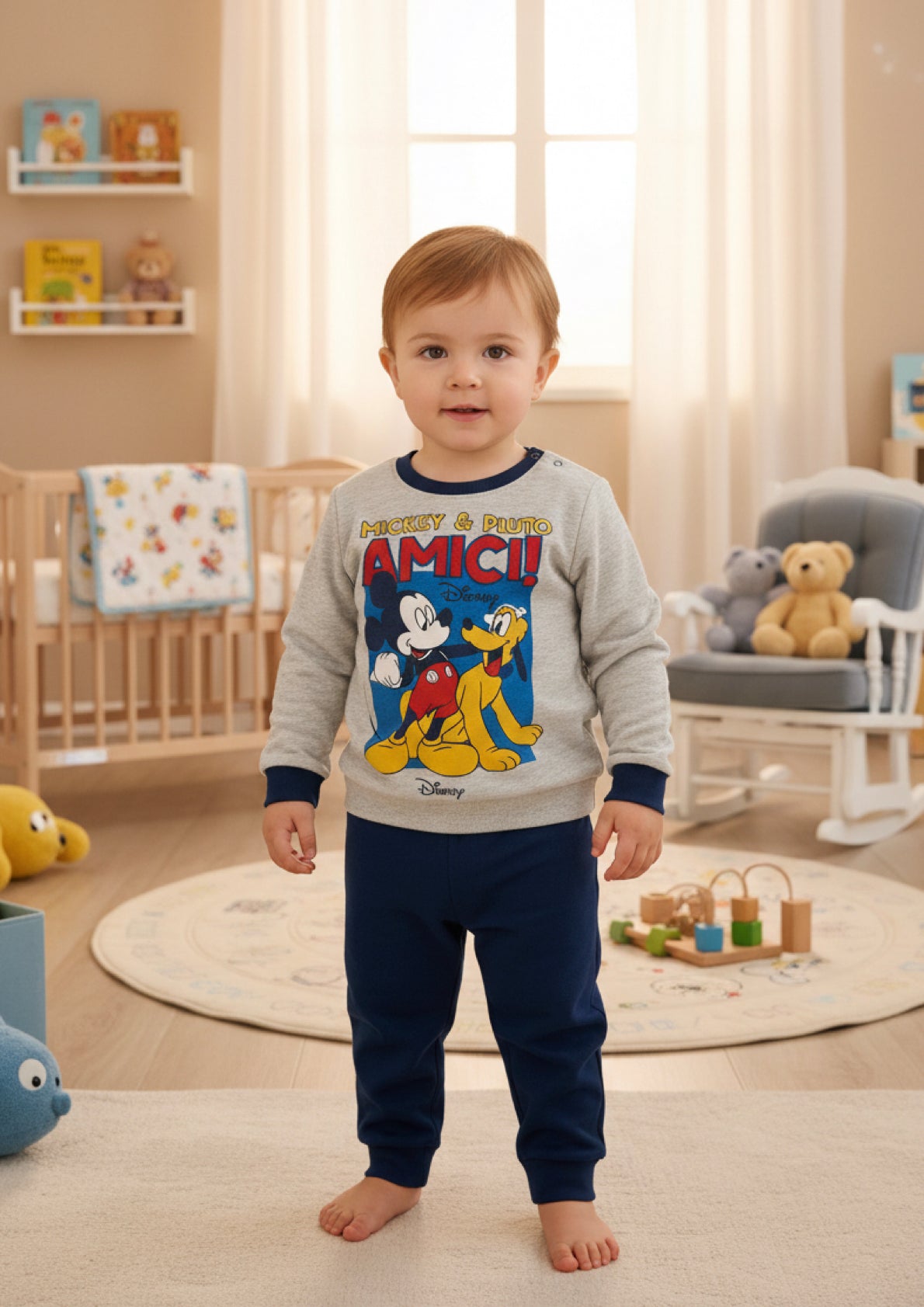 Pigiama Neonato in cotone felpato Disney Mickey Mouse - Taglia 30 mesi