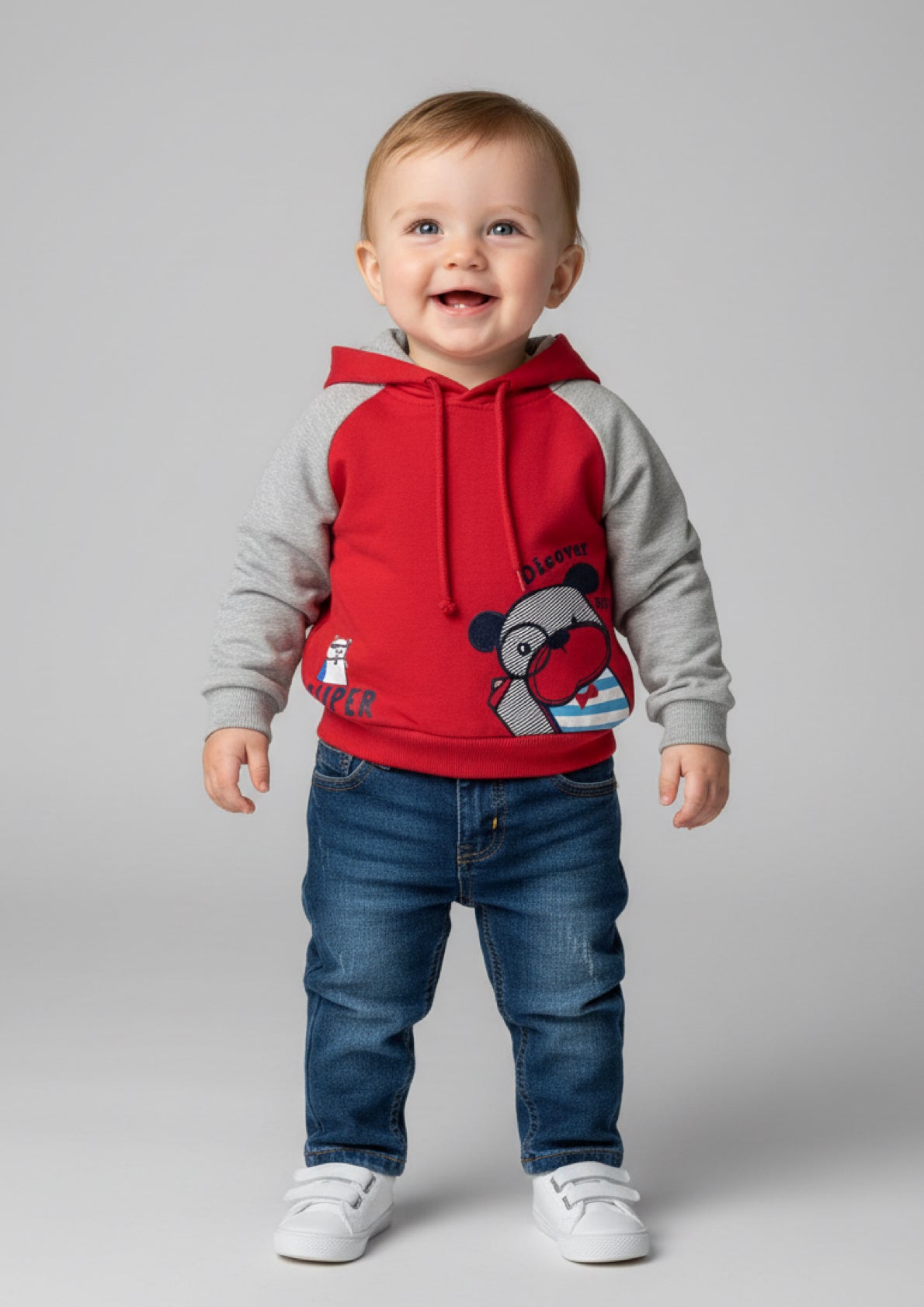 Completo Neonato felpa con cappuccio e Jeans - Taglia 12/18 mesi