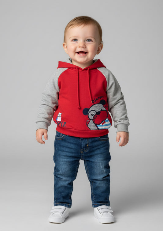 Completo Neonato felpa con cappuccio e Jeans - Taglia 12/18 mesi