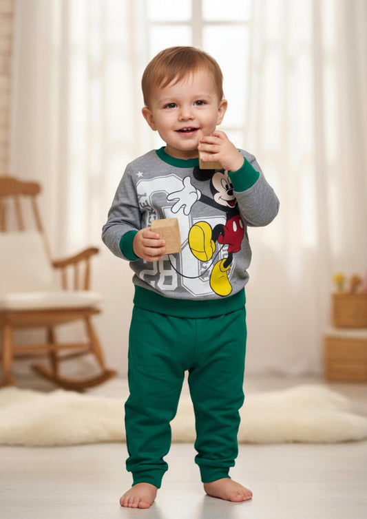 Pigiama Neonato manica lunga primaverile in Jersey di Cotone Mickey Mouse Disney ELLEPI - Taglie 6, 9 e 18 mesi