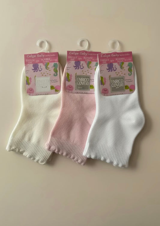 Tre Paia di Calze corte Bimba in fresco cotone ENRICO COVERI