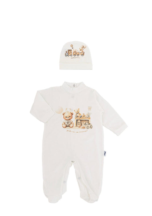 Tutina Neonato 100% cotone con cappellino coordinato CILIEGINA