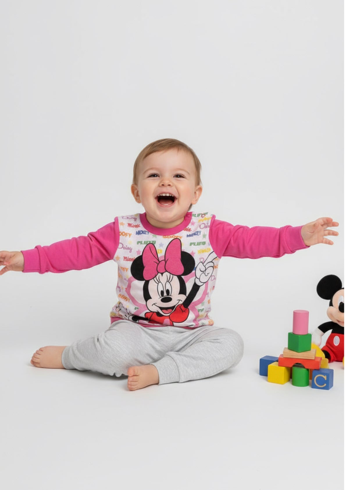Pigiama Neonata manica lunga primaverile in Jersey di Cotone Minnie Disney ELLEPI - Taglie 9, 12 e 24 mesi