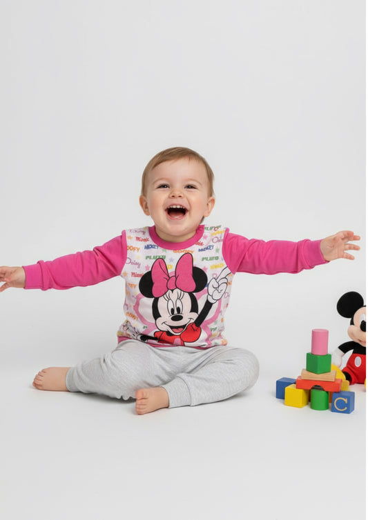 Pigiama Neonata manica lunga primaverile in Jersey di Cotone Minnie Disney ELLEPI - Taglie 9, 12 e 24 mesi