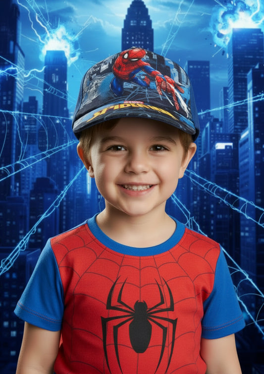 Berretto Bambino Blu con stampa Spiderman