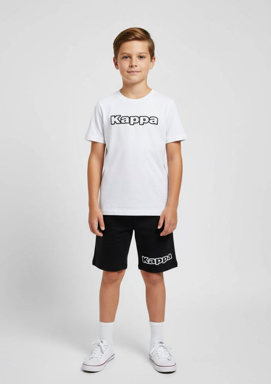 Completo Bambino T-shirt bianco + bermuda nero KAPPA - Taglia 7 anni