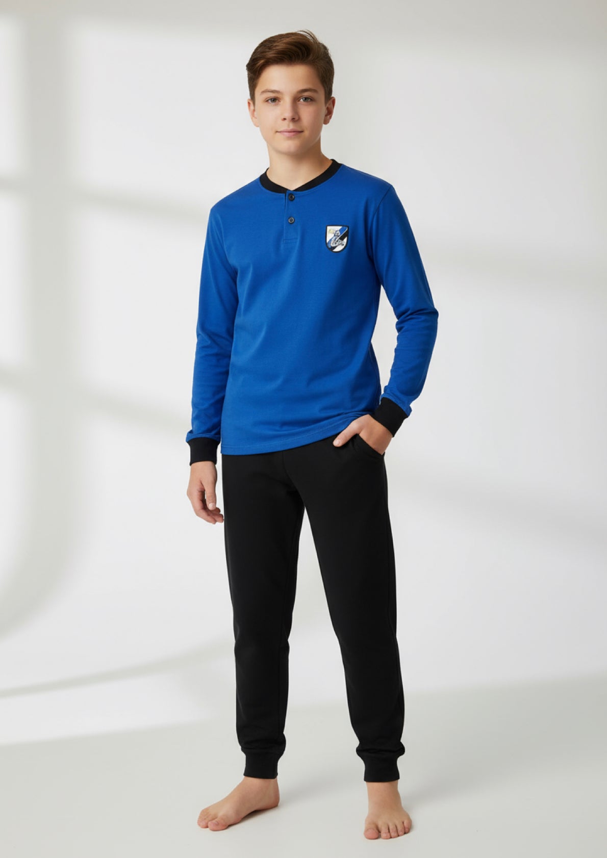Pigiama Ragazzo Serafino Maniche lunghe Interlock Squadra INTER