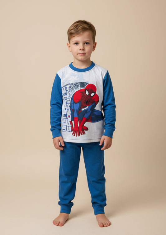 Pigiama Bambino manica lunga serafino in Jersey di Cotone SPIDERMAN