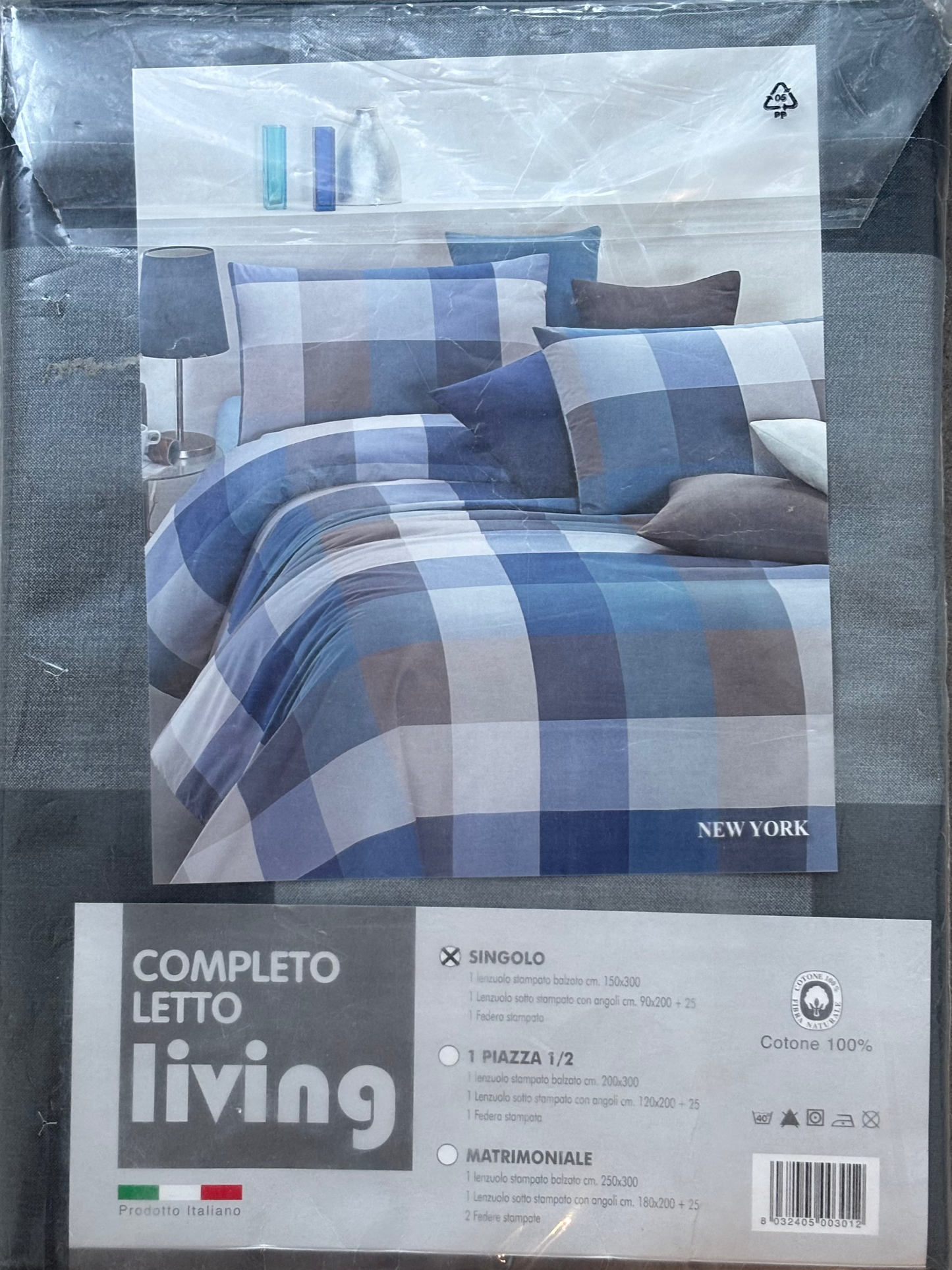 Completo Letto Singolo Puro Cotone Living New York - IMBERTI