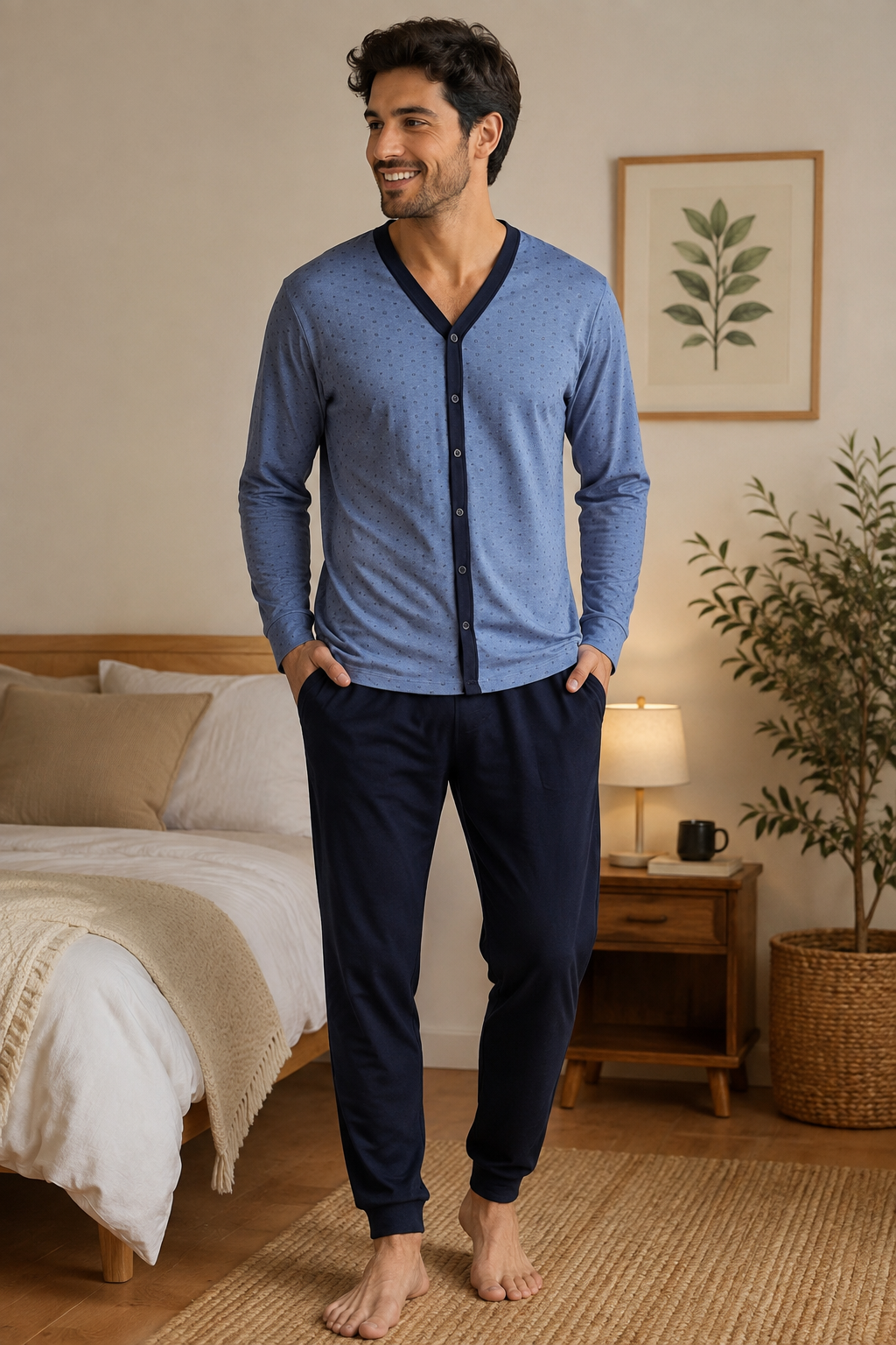 Pigiama Uomo Aperto in cotone Interlock IRGE - Taglia XL
