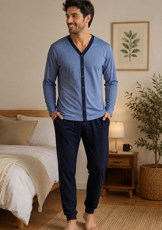 Pigiama Uomo Aperto in cotone Interlock IRGE - Taglia XL
