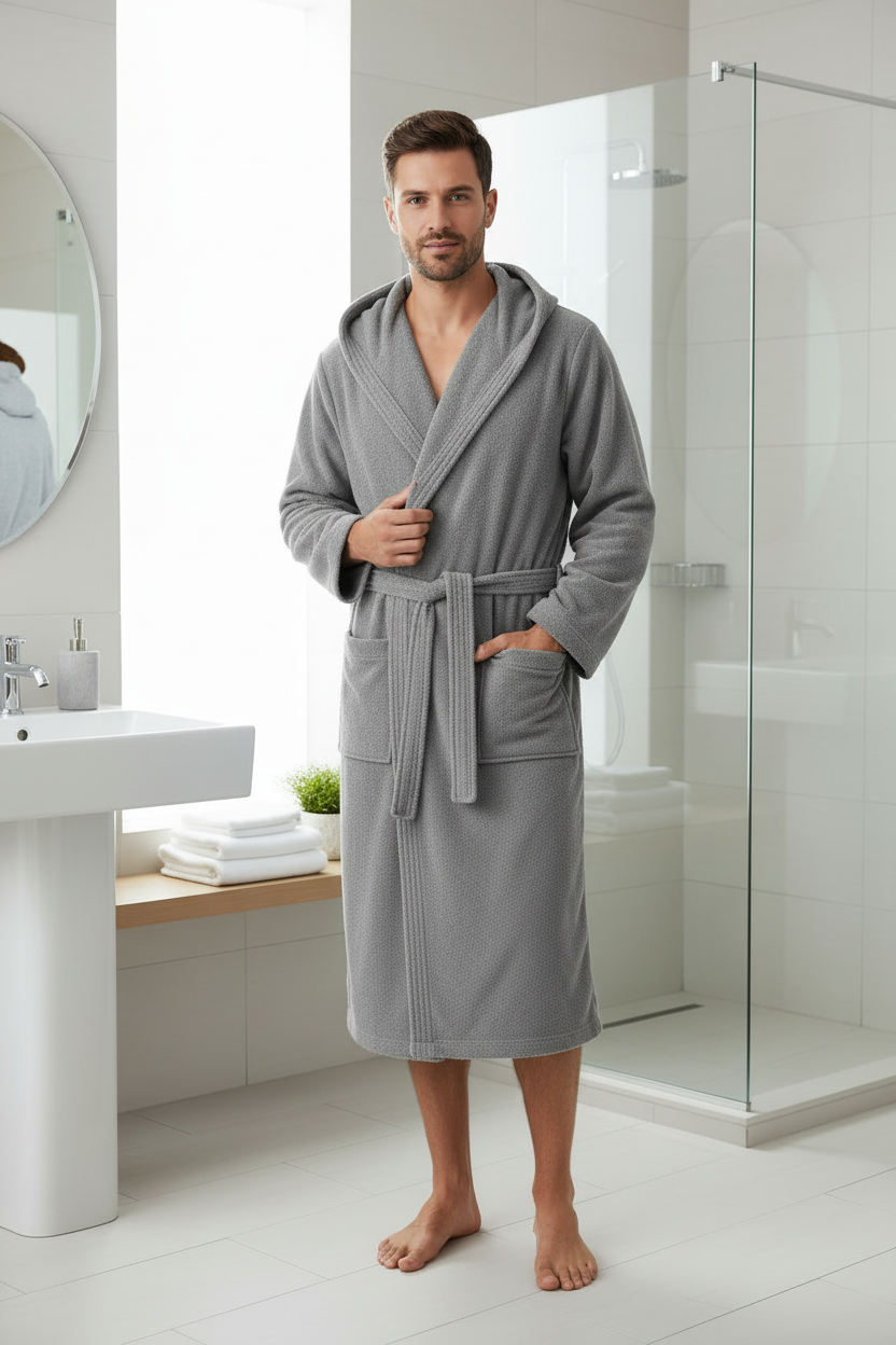 Accappatoio adulto unisex in spugna 100% cotone HAPPIDEA