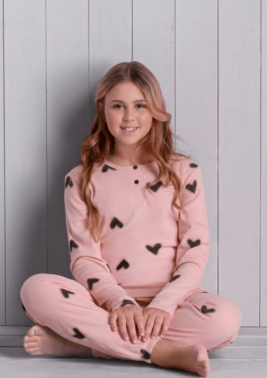 Pigiama ragazza caldo cotone LOVE&BRA - Taglia 14 anni