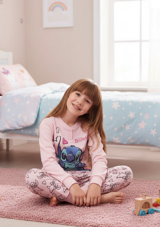 Pigiama Bambina manica lunga Cotone Interlock Lilo&Stitch - Taglia 3/4 anni
