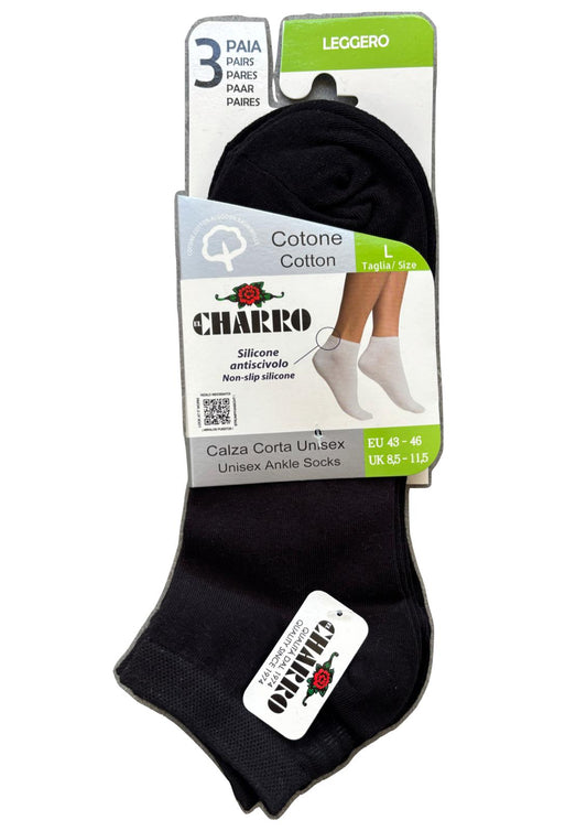 Calze Corte Unisex con silicone antiscivolo Confezione da 3 paia CHARRO