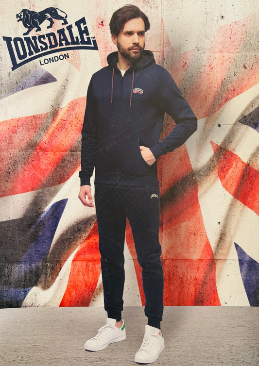 Tuta in felpa di cotone con cappuccio e zip LONSDALE