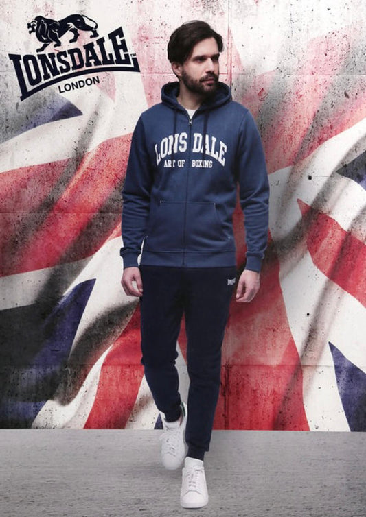 Tuta in felpa di cotone con cappuccio e zip LONSDALE
