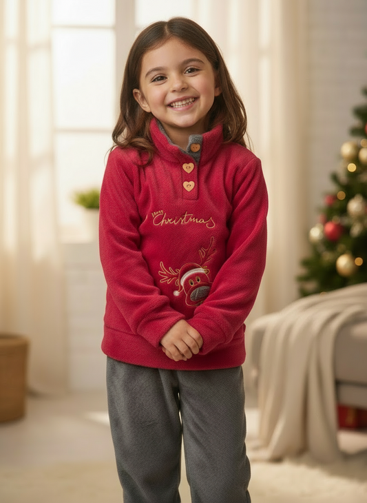 Pigiama bimba natalizio in coral IRGE - Taglie 5/6 e 7/8 anni