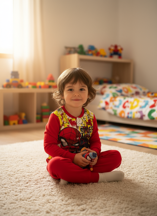 Pigiama bambino cotone felpato SPIDERMAN - Taglia 5/6 anni