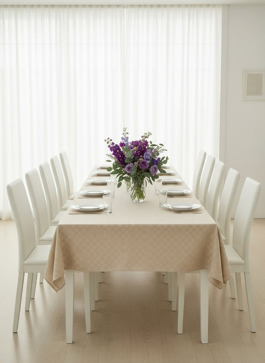 Tovaglia 18 posti antimacchia Quadrotta PREZIOSA