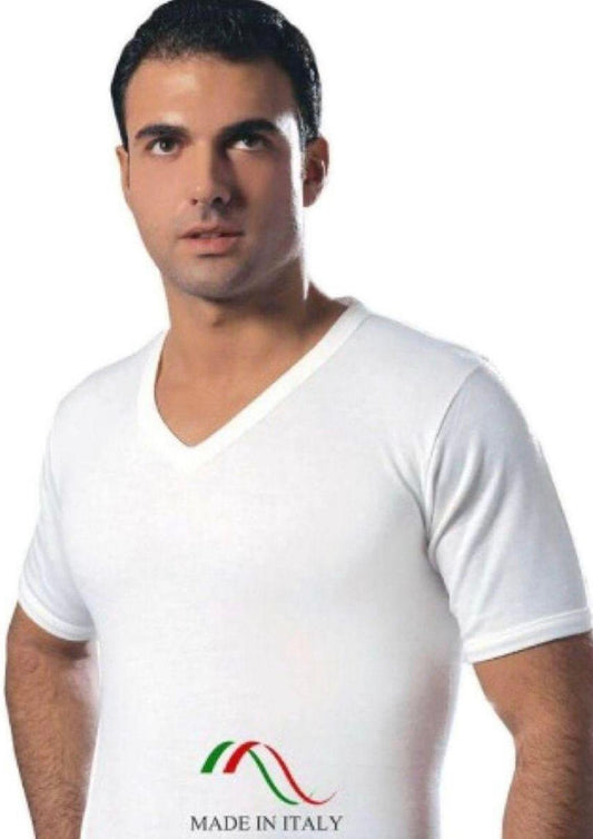 Maglia mezza manica collo a punta lana e cotone Art. 88 LEABLE