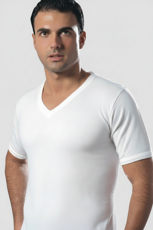 Maglia Uomo Mezza Manica collo a punta lana e cotone Art. 88 - LEABLE