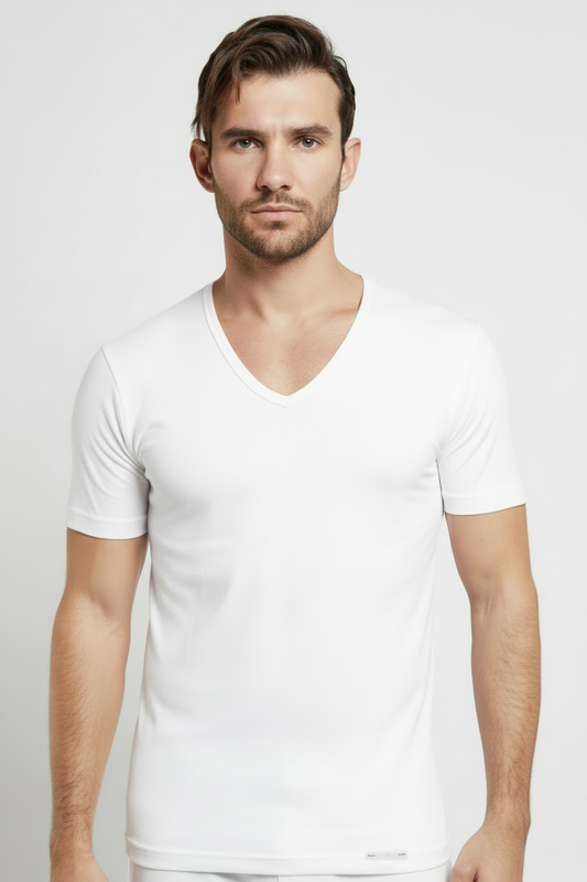 Maglia Uomo Mezza Manica collo a punta lana e cotone - NOTTINGHAM