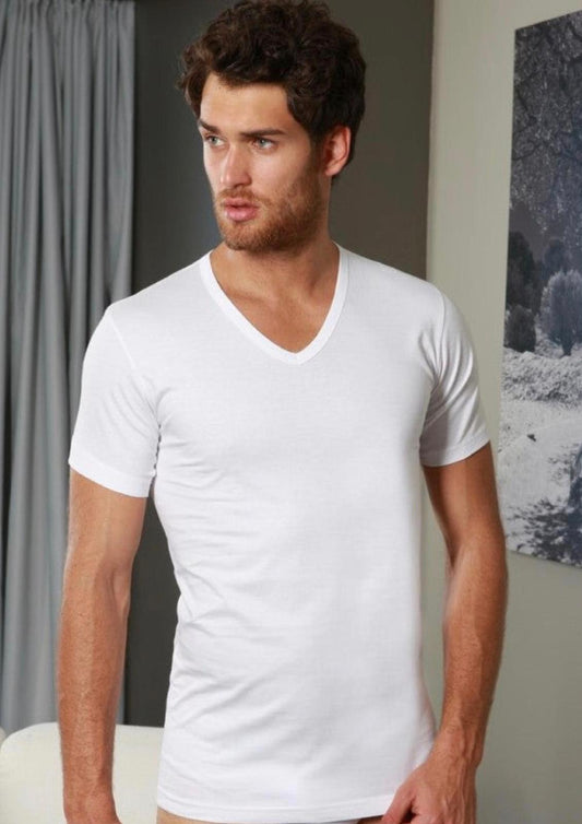Maglia mezza manica scollo a V cotone jersey NOTTINGHAM