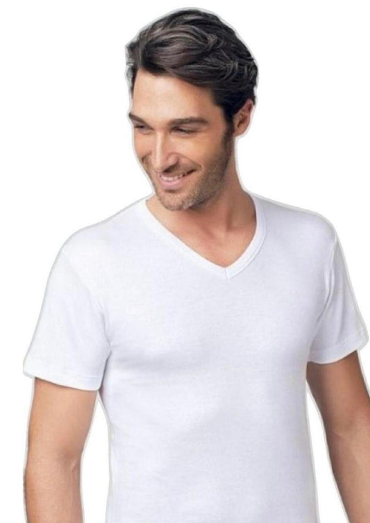 Maglia mezza manica collo a punta cotone interlock felpato Pop NOTTINGHAM Bianco, Nero, Blu e Grigio