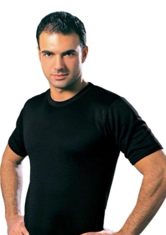 Maglia mezza manica girocollo cotone interlock felpato Leable Art. 329 Nero, Blu e Grigio