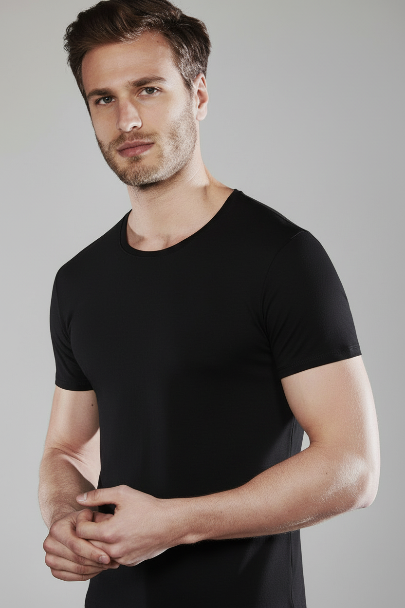T-shirt Uomo maniche corte girocollo cotone elasticizzato - LIABEL