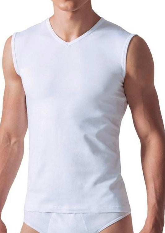 T-shirt smanicata scollo V cotone elasticizzato ROSSOPORPORA