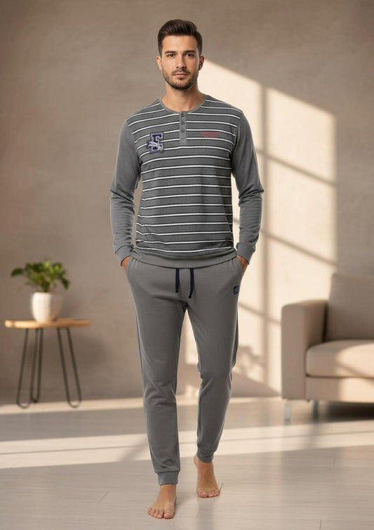 Pigiama Uomo Serafino in caldo cotone Interlock Emporio MARTA MARZOTTO - Taglia XL