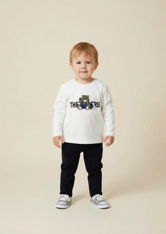 Completo Neonato Pantalone jeans Maglia con stampa orsetto