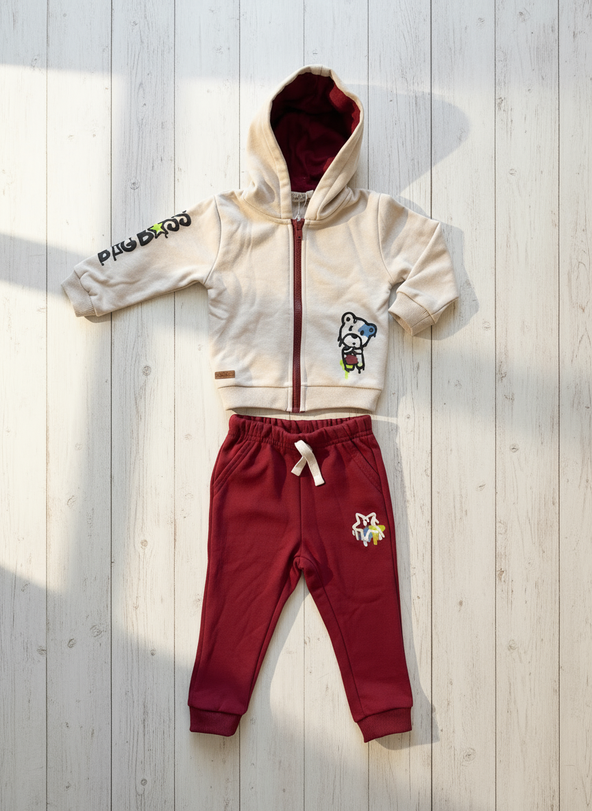 Tuta Neonato in felpa con zip e cappuccio STELLE&PUPI - Taglia 12/18 mesi