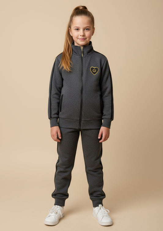 Tuta in Felpa Bimba con Zip e Bande Laterali Irge Sport Active - Taglia 7/8 anni